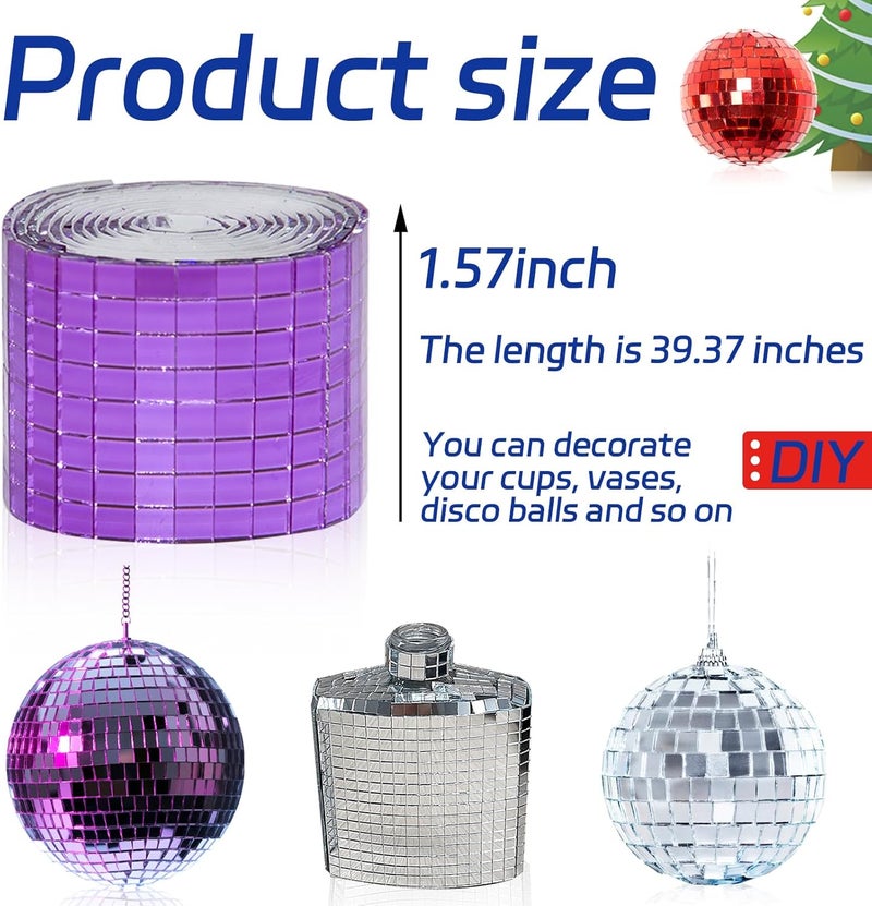Giftmeet Self Adhesive Mosaic Tiles, 3200 Pieces Disco Ball Tiles, 5 x 5 mm Glass Mirror Mosaic Tiles, Square Mirror Tiles Sticker for DIY Vase, Art Collage, Photo Frames, Home Party 2 Rolls (Purple) - Image 2